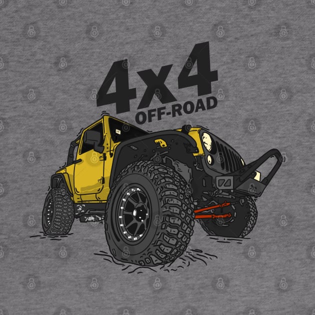 4x4 Off Road Jeep Yellow by 4x4 Sketch